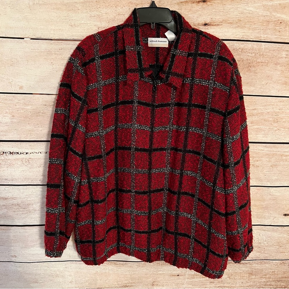 Vintage Alfred Dunner Plaid Jacket Women Size 22W Red / Black